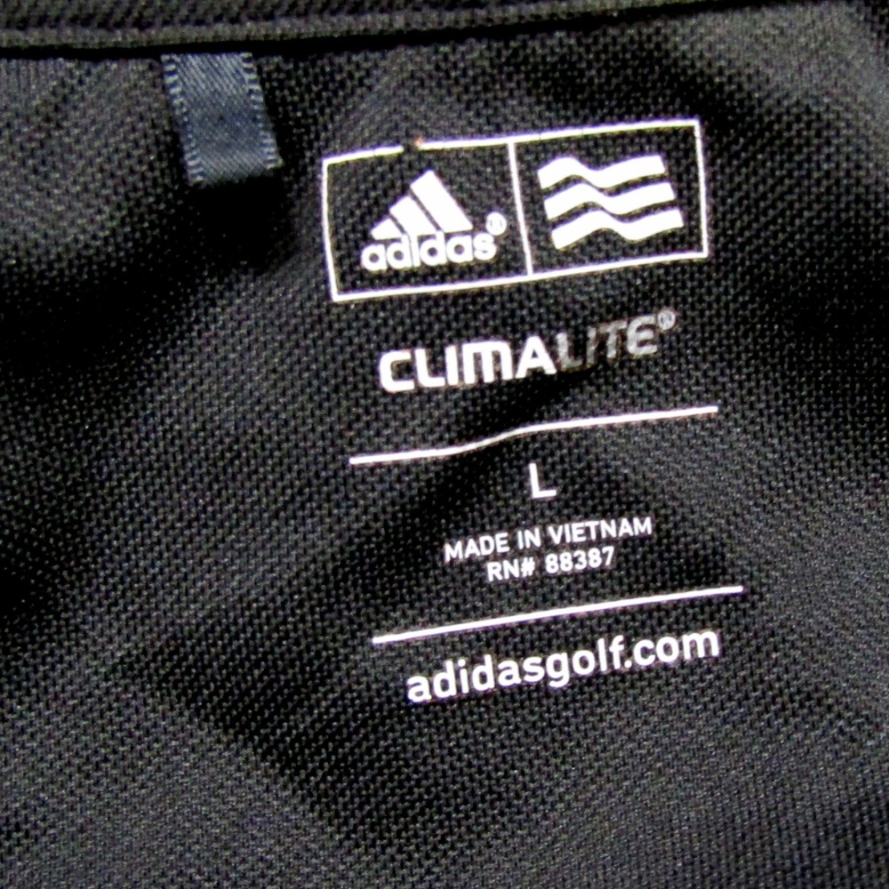 Adidas Climalite Black w/ White Polo Golf Shirt L - Picture 4 of 5